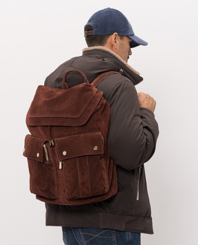 Brunello Cucinelli Бордовый замшевый рюкзак Leisure MBSFBU325