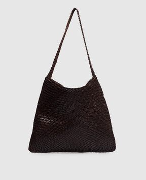 Dragon Коричневая кожаная плетеная сумка Ars Tote DGS68848