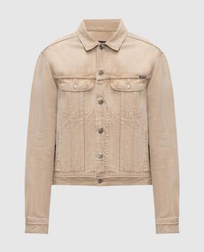 Tom Ford Бежевая джинсовая куртка с патчем логотипа DJI001DMC103