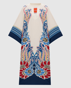 La DoubleJ Бежева сукня із шовку в принт DRE0564SIL006LEM02