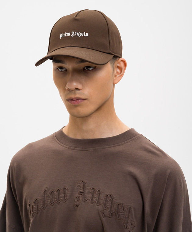 Palm Angels Коричнева кепка з вишивкою логотипа PMLB104S26FAB004 зображення 2