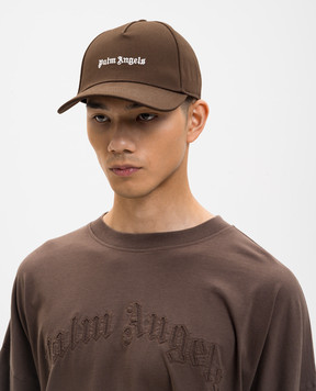 Palm Angels Коричнева кепка з вишивкою логотипа PMLB104S26FAB004