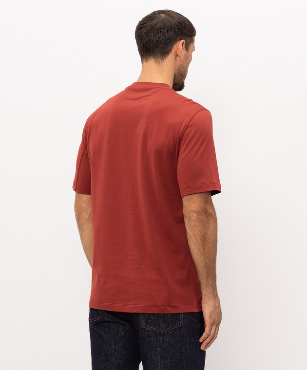 Brunello Cucinelli Терракотовая футболка с принтом эмблемы M0B138440 изображение 3