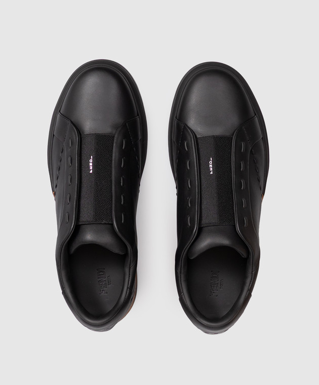 Fendi Черные кожаные кроссовки City 7E1937A2C9 изображение 4