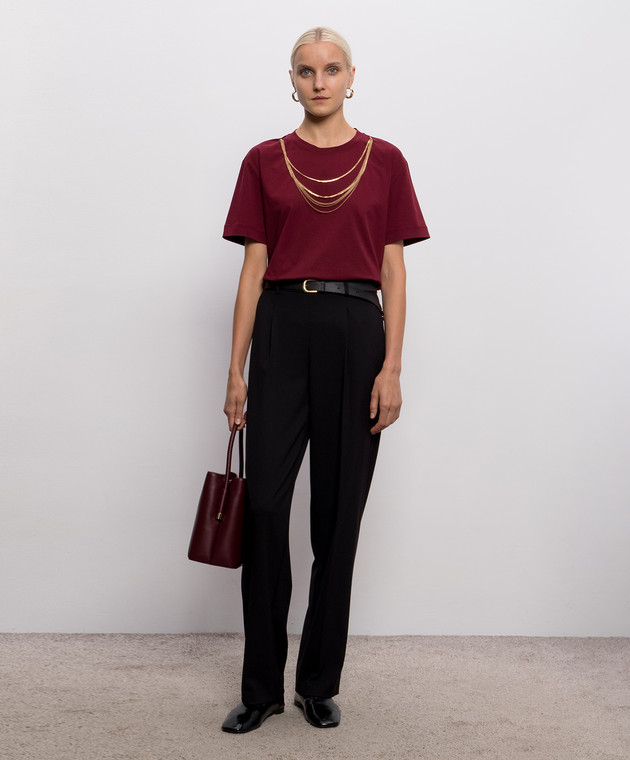 Twinset Бордовая футболка с цепочками 262AP2460 изображение 2