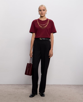 Twinset Бордовая футболка с цепочками 262AP2460