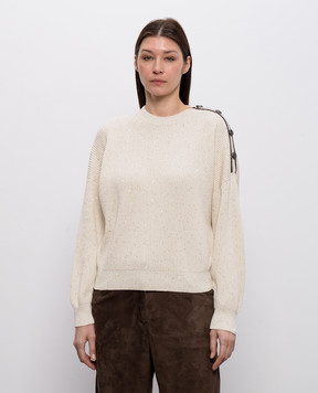 Brunello Cucinelli Бежевий светр з паєтками MDV745800P