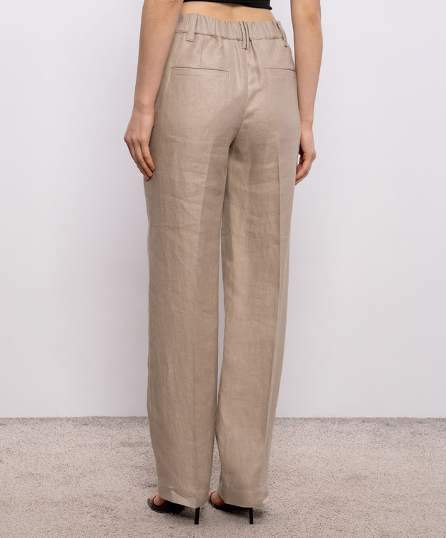 Brunello Cucinelli Бежеві штани з льону MH527P9198 зображення 4
