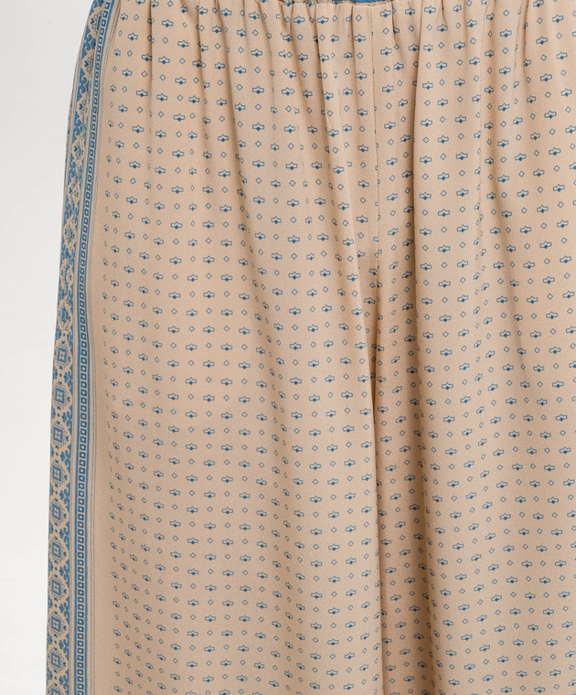 Ermanno Scervino Бежеві штани із шовку в принт D482P756YLT зображення 5