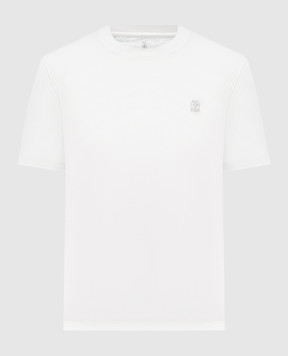 Brunello Cucinelli Белая футболка с вышивкой эмблемы M0B131328G