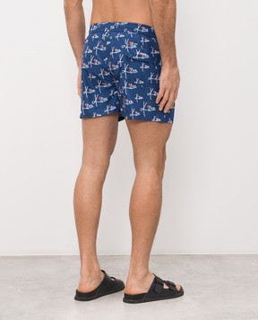 Kiton Сині шорти для плавання в принт UCOM2CK0744H