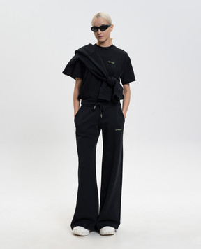 Off-White Черные спортивные штаны Bookish Reg с логотипом 2CH022S26FLE001
