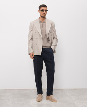 Peserico Коричневое поло с леном в узор R59473F129108N