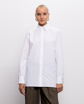 Saint Laurent Біла сорочка з вишивкою Cassandre 864599Y9J21