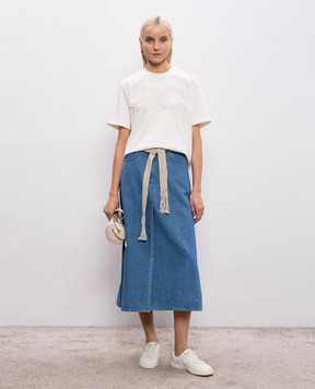 Agnona Футболка цвета айвори с вышивкой логотипа TT1109LY2050