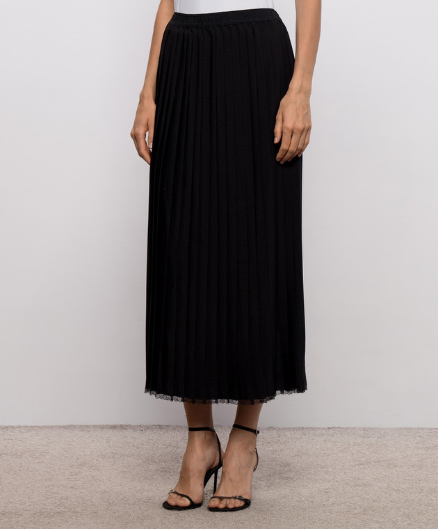 Twinset Черная юбка-плиссе с кружевом 262TP2350 изображение 3