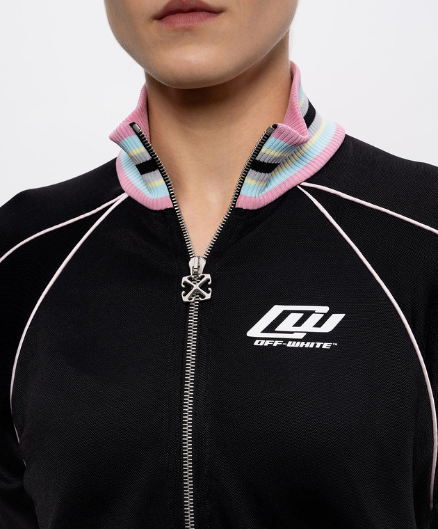 Off-White Черная спортивная куртка с акцентными манжетами 2BD00BS26JER001 изображение 5