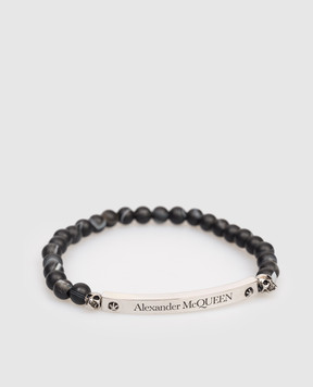 Alexander McQueen Черный браслет с агатом с логотипом 554587I232Y