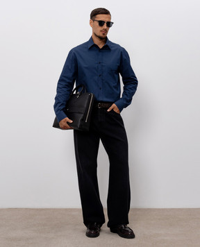 Balmain Синя сорочка з вишивкою логотипа HH1HS590CG76