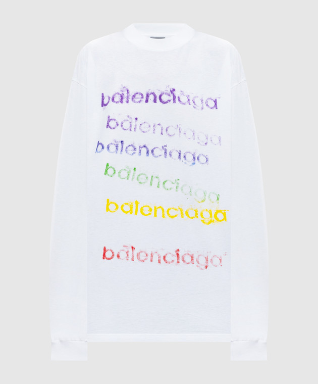 Balenciaga Білий лонгслів з принтом логотипа A009CTTVVK9