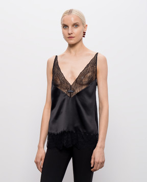Dolce&Gabbana Чорний топ з шовком F7BN5TFU1AU