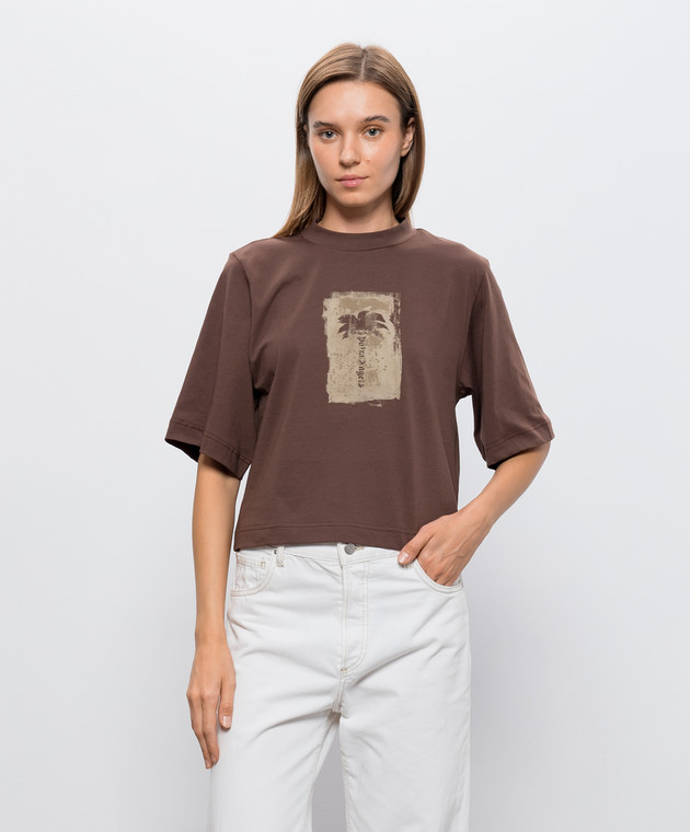 Palm Angels Коричнева футболка Brashed Palm PAWAA003JR010 зображення 3