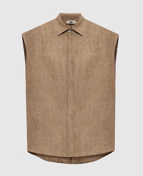 Herno Коричнева сорочка з льону без рукавів CM000049D17105Z