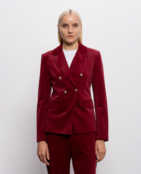 Twinset Бордовый велюровый двубортный жакет 262AP2270