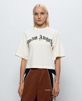 Palm Angels Футболка цвета айвори с принтом логотипа PAWAA003JR001
