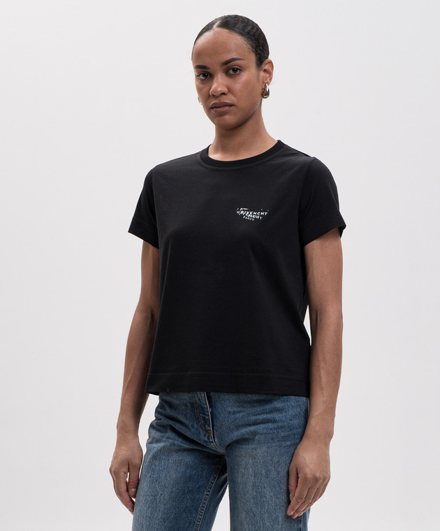 Givenchy Черная футболка с принтом Stamp BW70FJP7A7 изображение 3