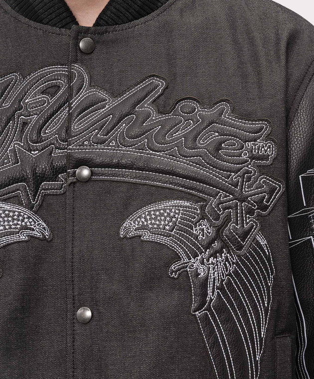 Off-White Темно-серый комбинированный бомбер Skyline 44MJA122Z26L002 изображение 5