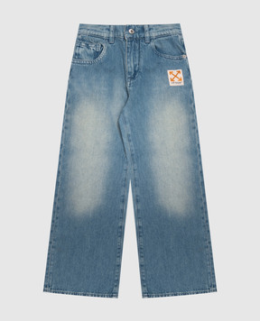 Off-White Дитячі сині джинси з ефектом потертості 44GYB001F26D001