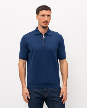 Stefano Ricci Синє поло з шовком та шкірою крокодила K616440Z35F26109