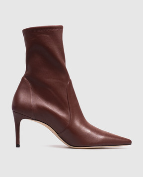 Stuart Weitzman Бордовые кожаные ботильоны POWER SJ974