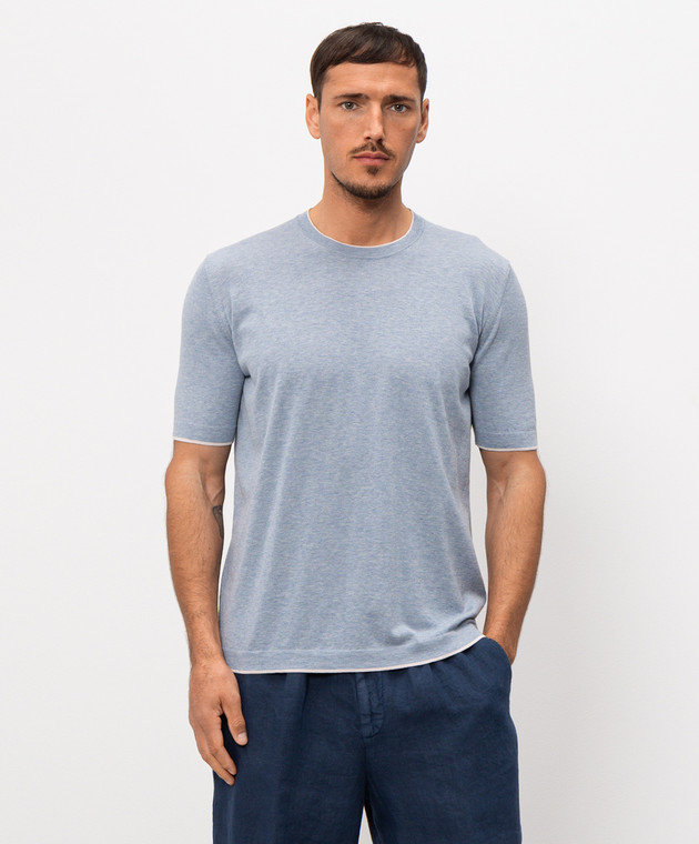 Pini Parma Блакитна футболка з контрастним окантуванням TSHIDUSTBL зображення 3