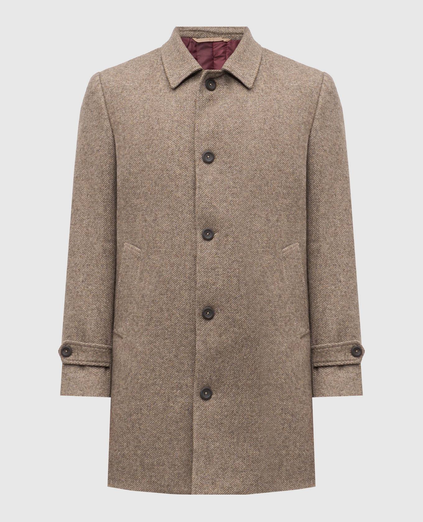 

Коричневое пальто с шерстью, Коричневый, Пальто