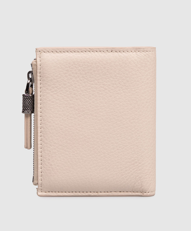 Brunello Cucinelli Бежеве шкіряне портмоне з принтом логотипа MWCAM2718 зображення 2