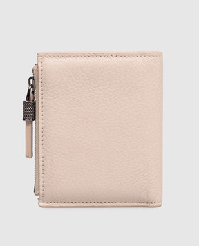 Brunello Cucinelli Бежеве шкіряне портмоне з принтом логотипа MWCAM2718