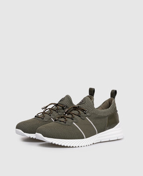 Stefano Ricci Кроссовки цвета хаки с кожей крокодила UZ689G2401TSCSWY