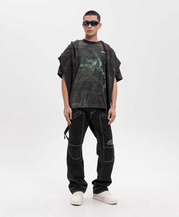 Off-White Футболка кольору хакі Dark Caravaggio 44MAA120S26J00D зображення 2