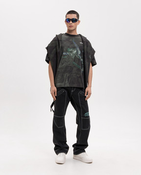 Off-White Футболка кольору хакі Dark Caravaggio 44MAA120S26J00D
