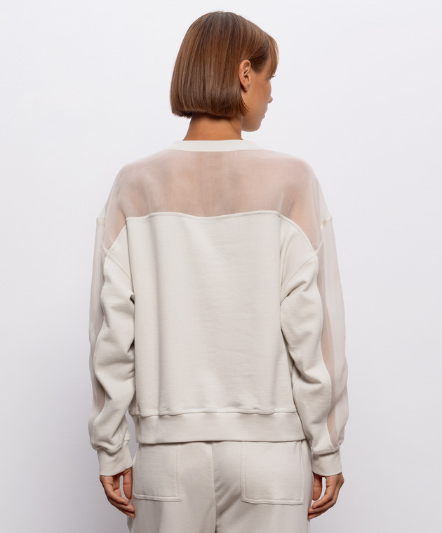 Brunello Cucinelli Свитшот цвета айвори с цепочкой мониль MN05NB2R00 изображение 4