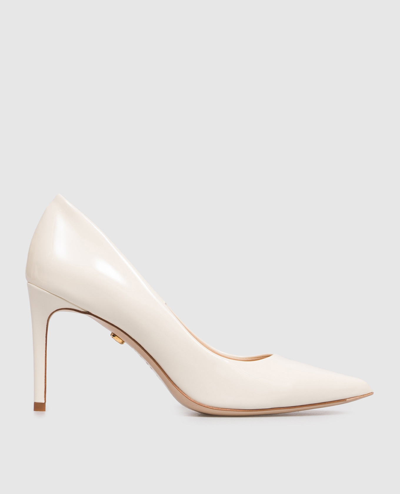 Кожаные лакированные туфли цвета айвори