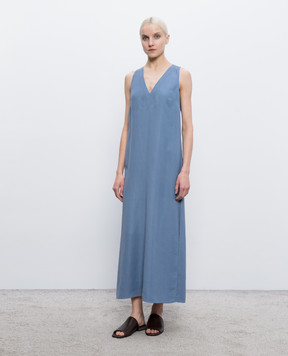 Brunello Cucinelli Блакитна сукня з льоном MH126A4812