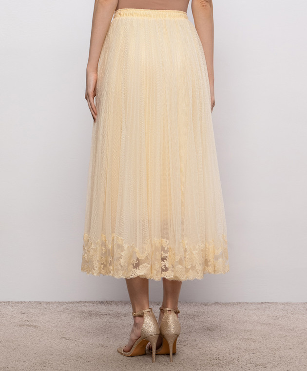 Ermanno Scervino Бежевая юбка миди с кружевом D482O756FDUJP изображение 3