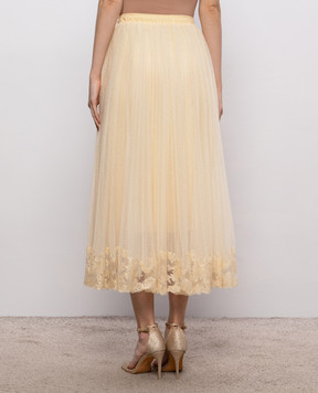 Ermanno Scervino Бежева спідниця міді з мереживом D482O756FDUJP