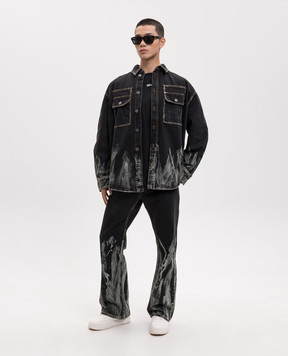 Off-White Чорна джинсова сорочка з принтом 44MYD05VS26D001