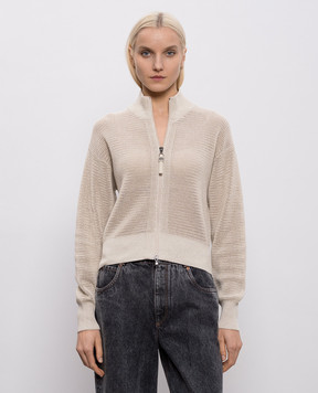 Brunello Cucinelli Бежевый кардиган с люрексом MST263336