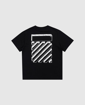 Off-White Диятча чорна футболка з принтом Diag 44BAA002S26J009