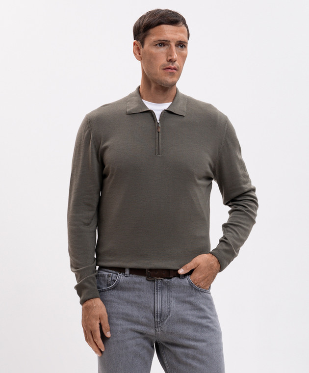 Canali Зелене поло з вовни MK01149C0572 зображення 3